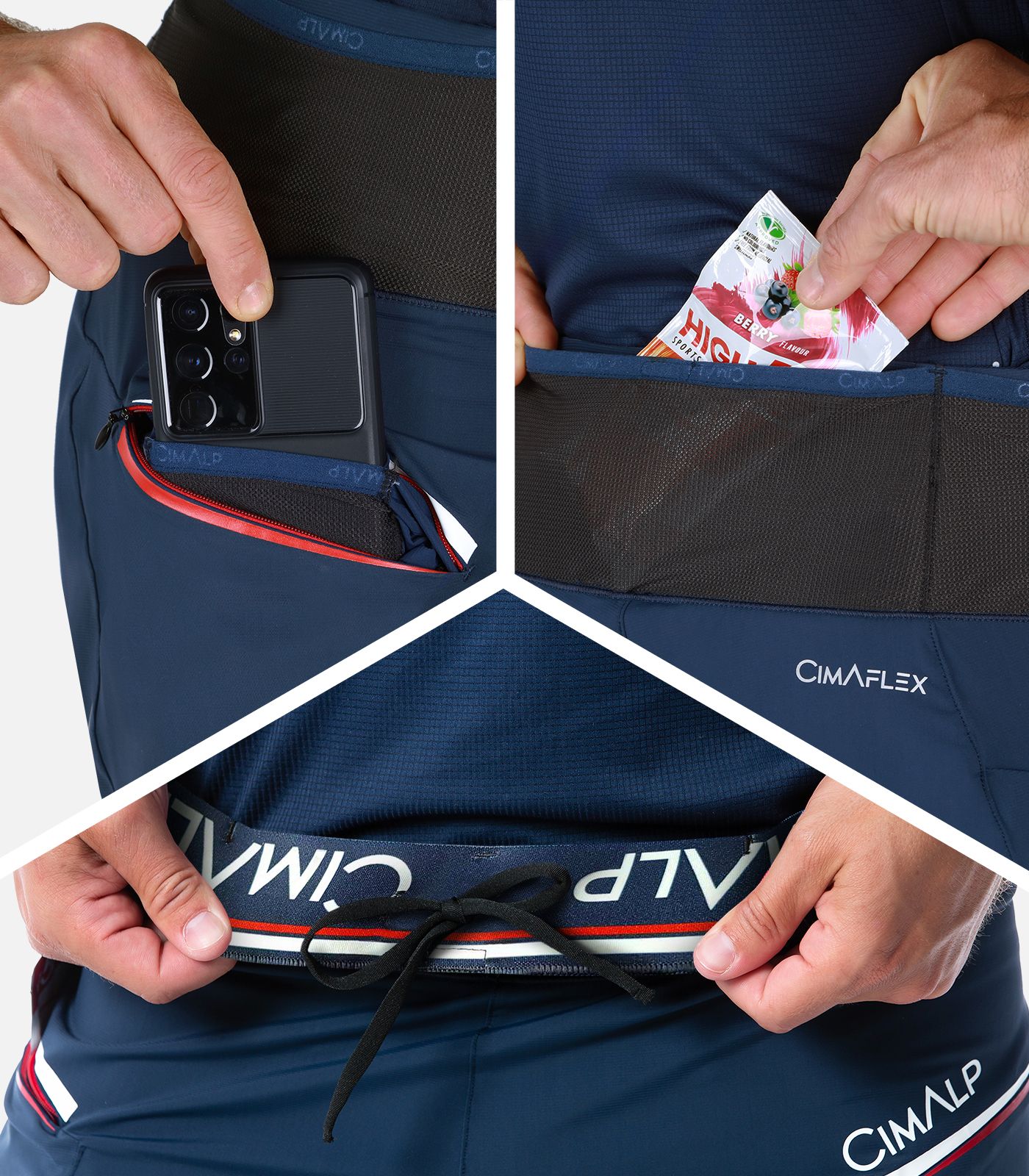Short de trail avec ceinture multi-poches
