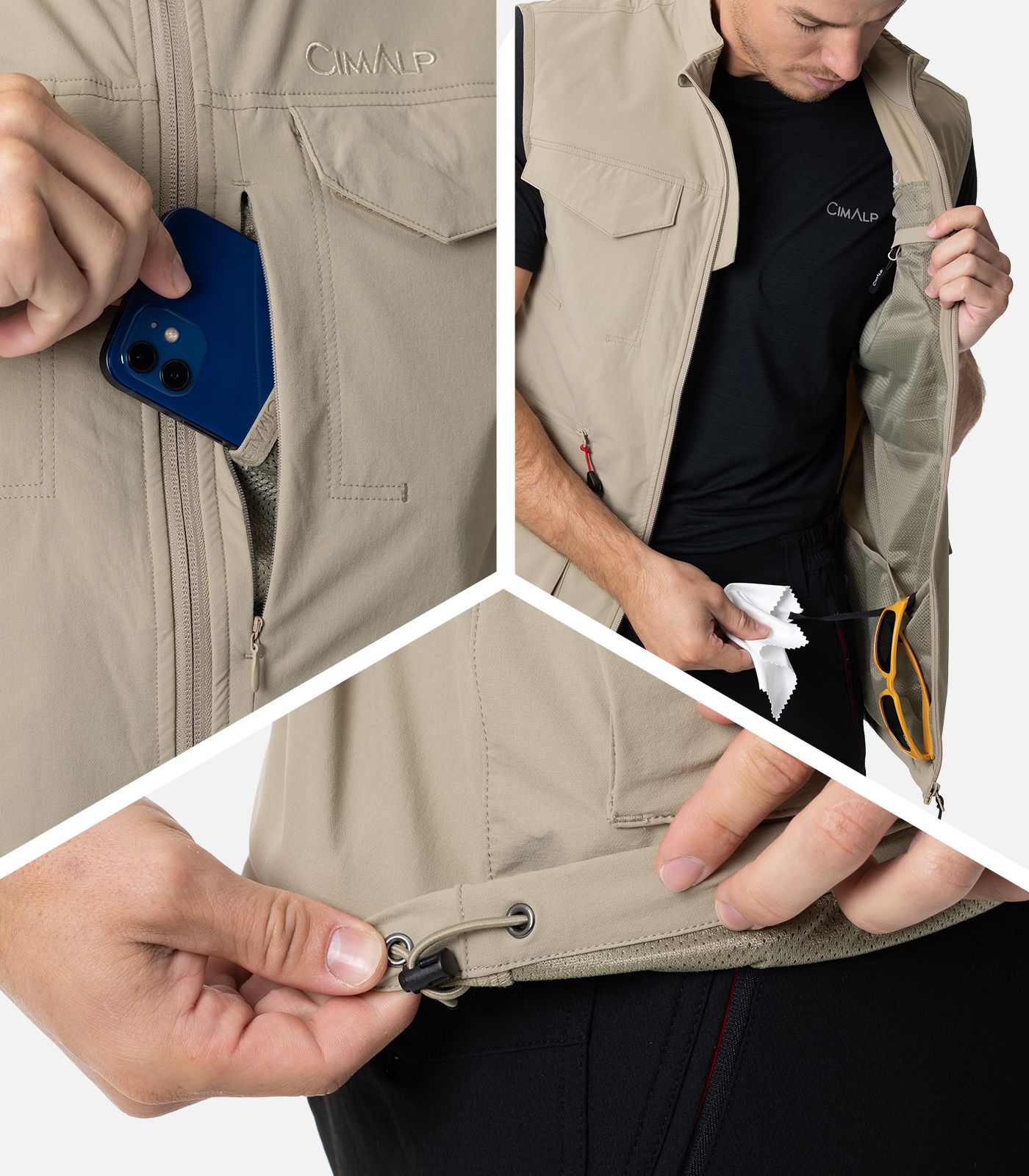 Multi-pocket stretch waistcoat