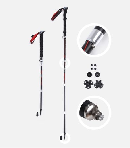 Five-section Aluminium poles with Easy-Lock system
