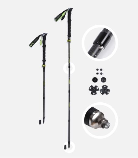 Five-section Carbon poles with Easy-Lock system