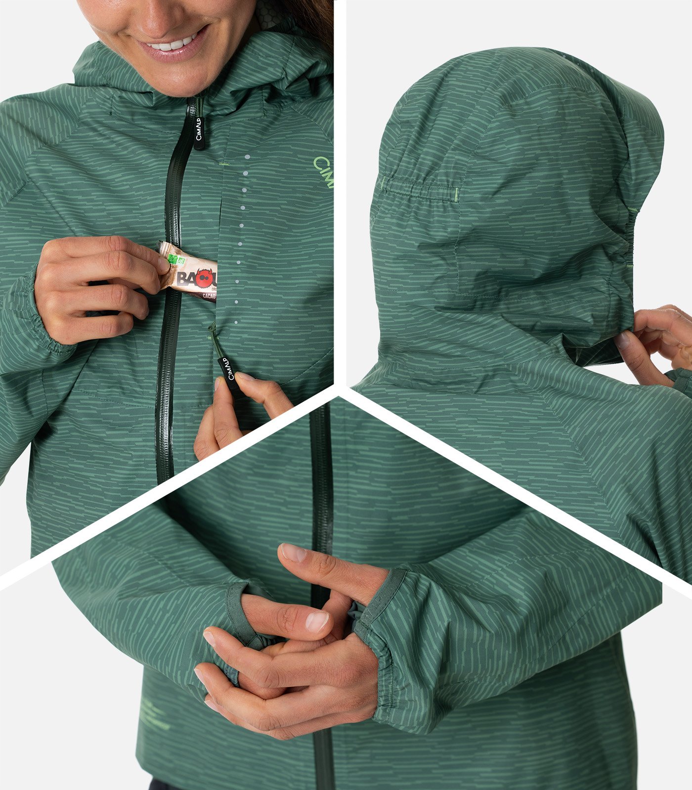 Chaqueta de trail running impermeable y transpirable