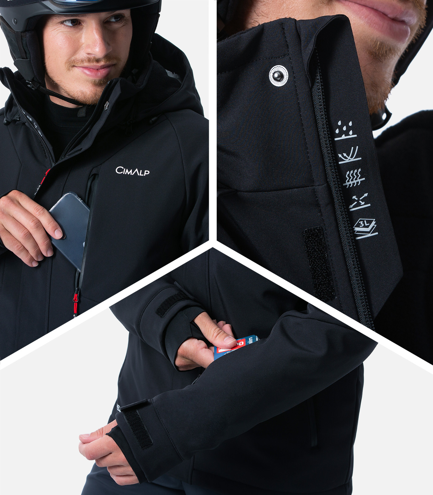 Warm and technical softshell ski jacket