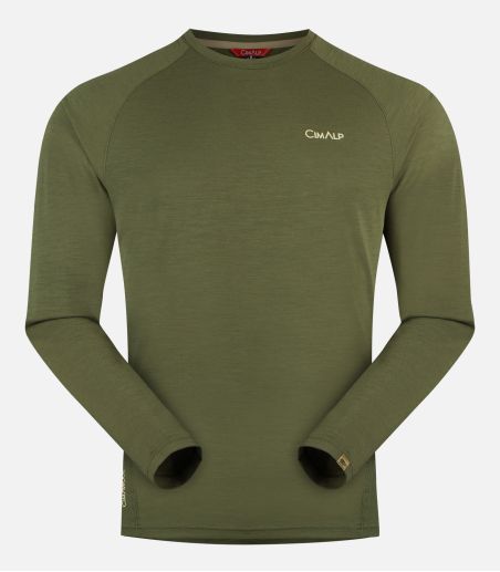 T-shirt in lana Merino a maniche lunghe