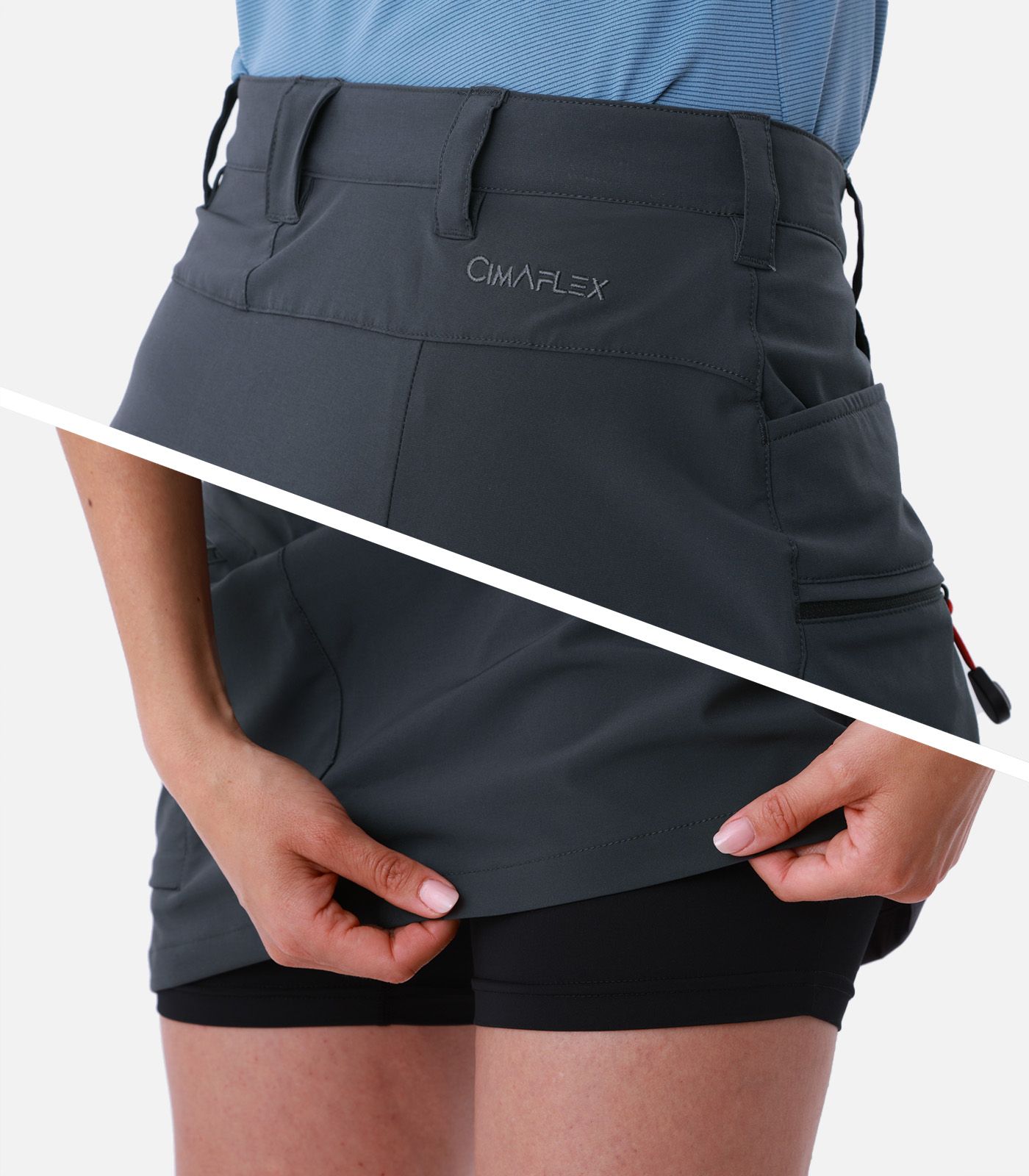 Jupe-short stretch avec boxer intégré