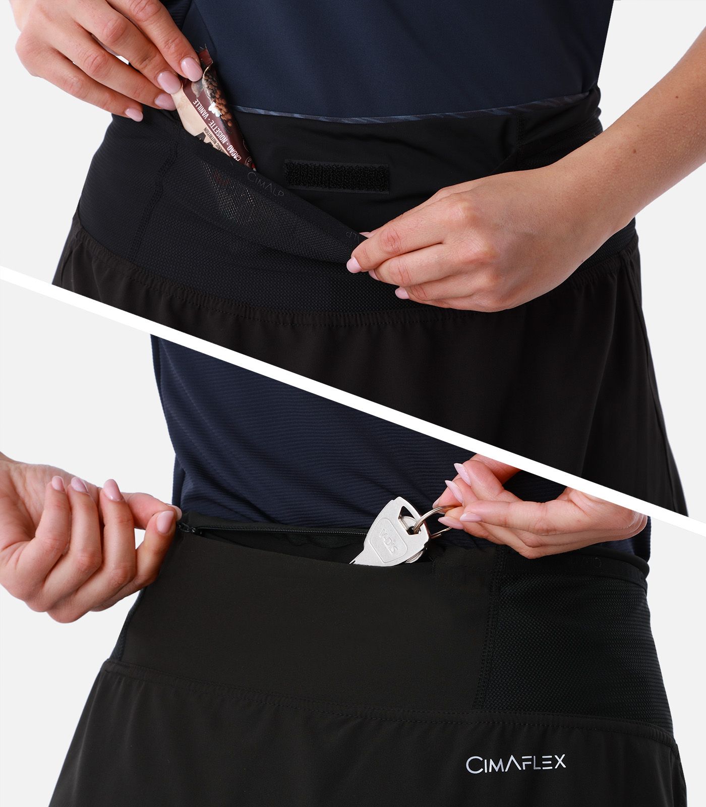Jupe trail running 2 en 1 + ceinture multi-poches