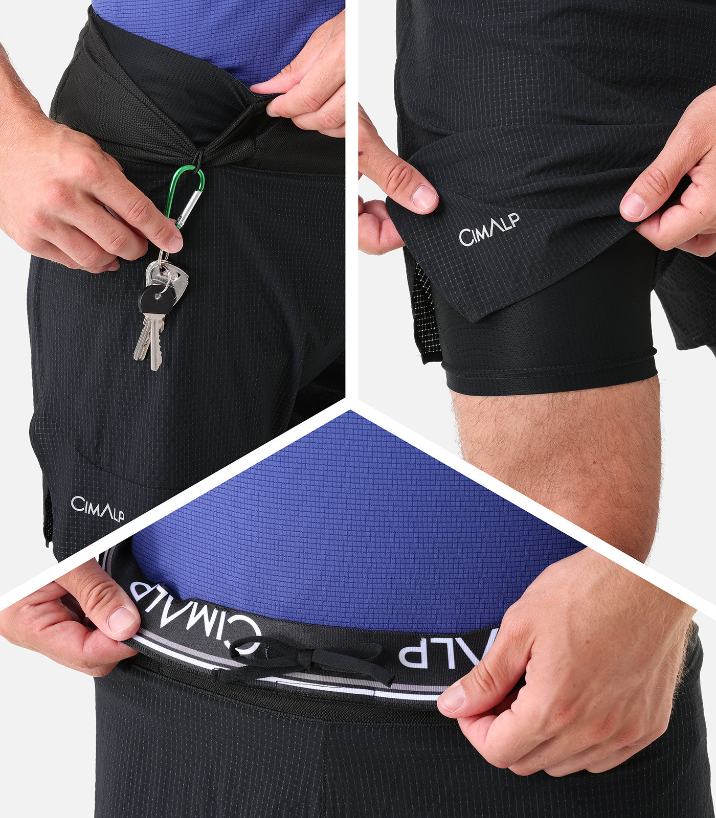 Short de trail avec cuissard ultra léger et ceinture mutlipoches