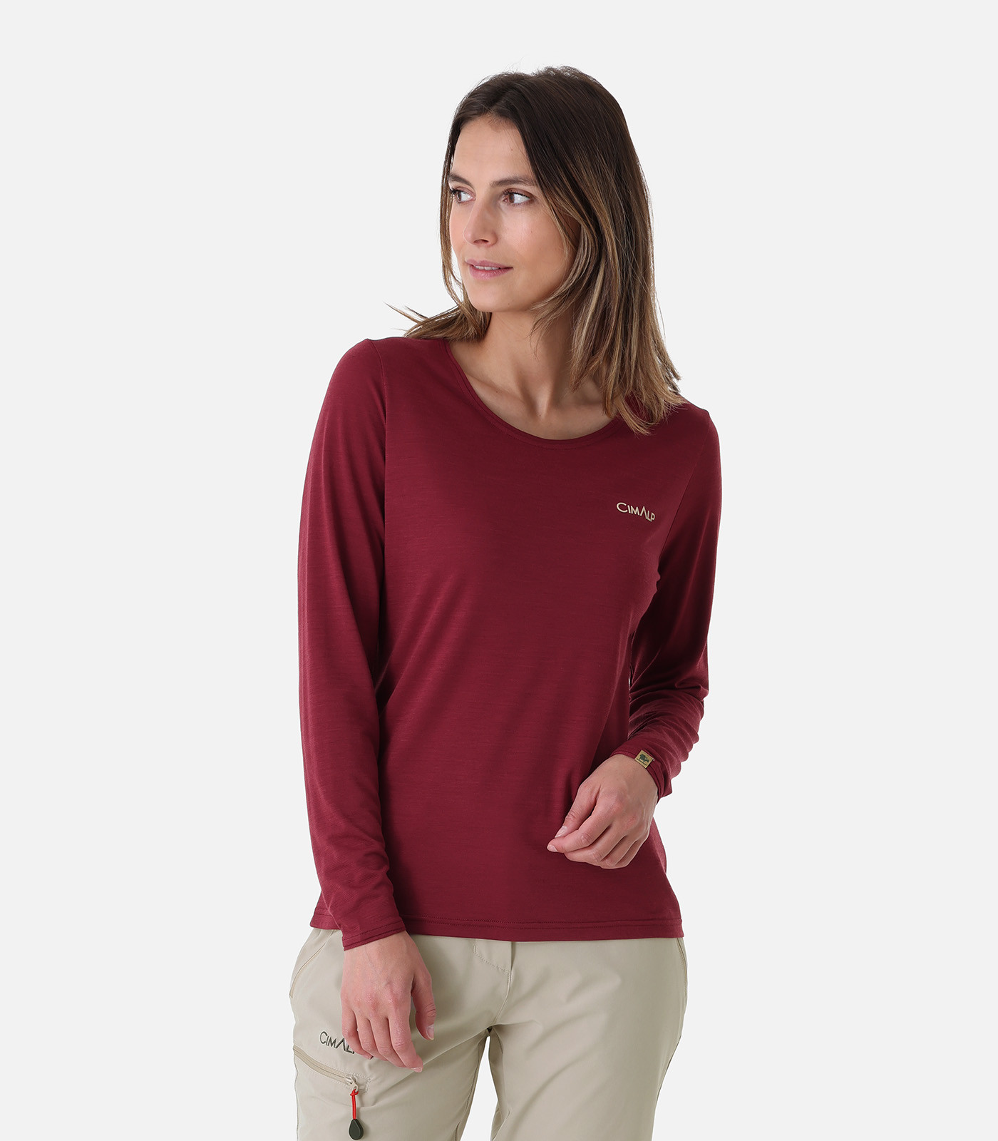 T-shirt in lana Merino a maniche lunghe