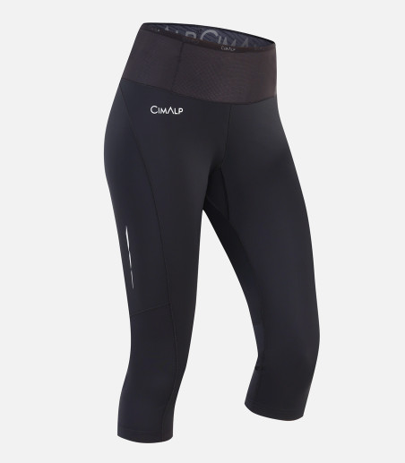 Leggings a tre quarti da trail running con cintura multitasche