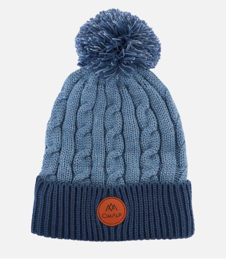 Gorro con pompón en lana merino