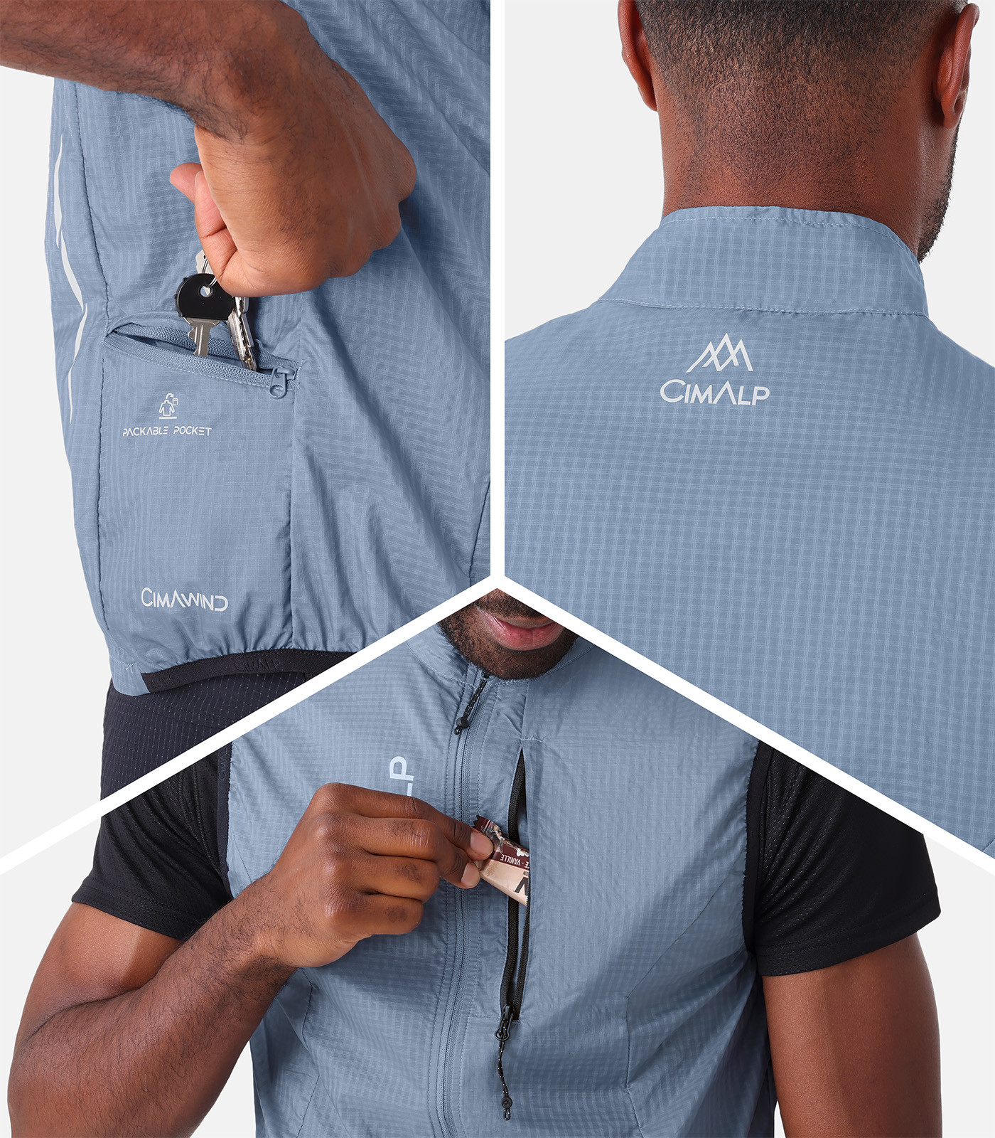 Gilet coupe-vent ultra-léger et compactable en CimaWind®