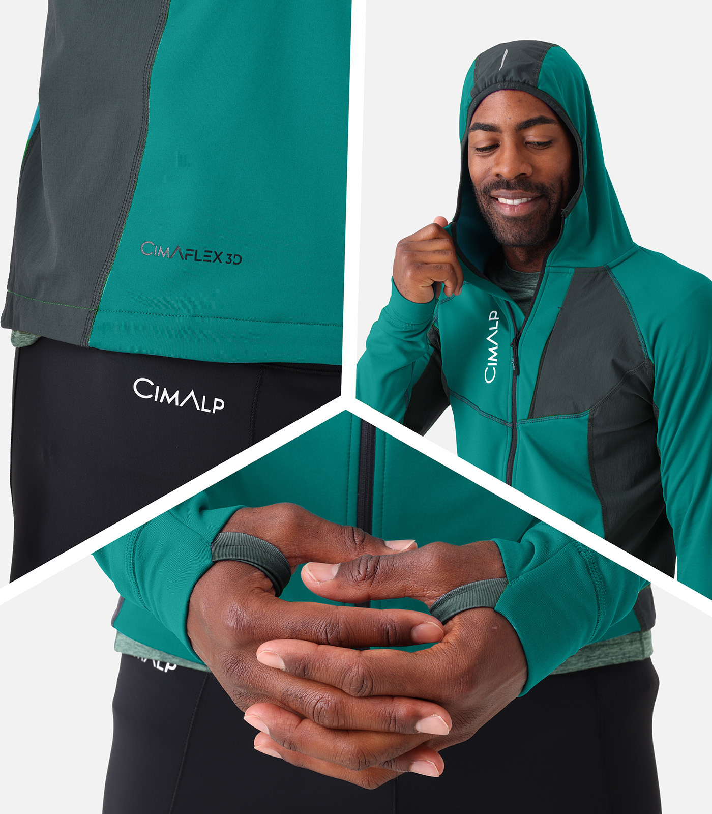 Pile con cappuccio e inserti rinforzati da Trail Running da Uomo | CIMALP