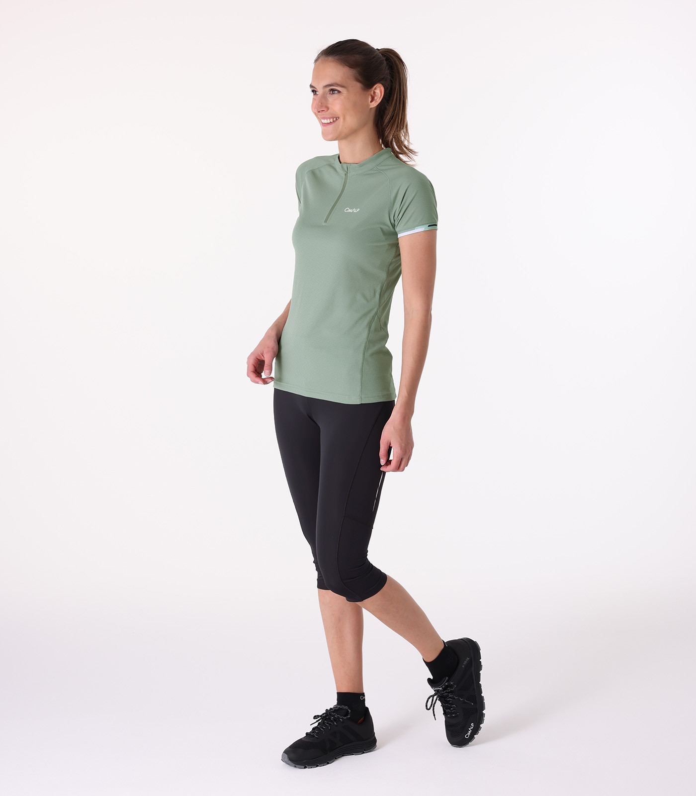 Leggings a tre quarti da trail running con cintura multitasche
