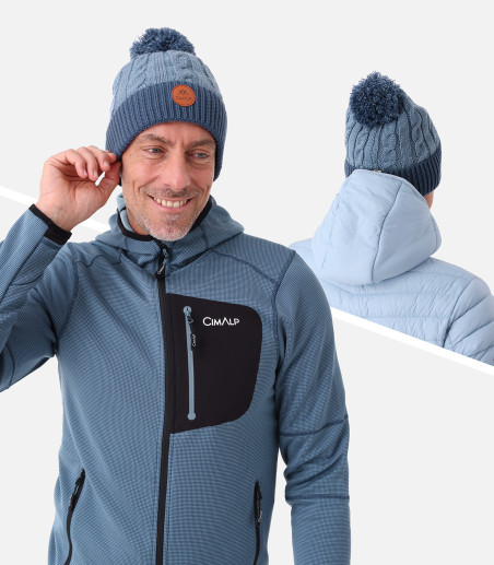 Gorro con pompón en lana merino